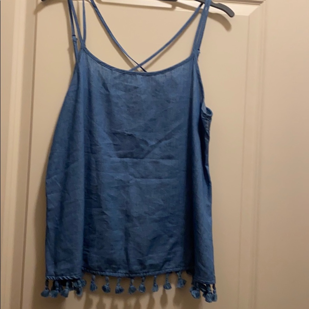Blue tassel top